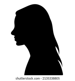 niña, mujer en silueta de perfil, vector aislado