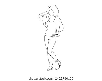Girl, Woman Single Line Drawing