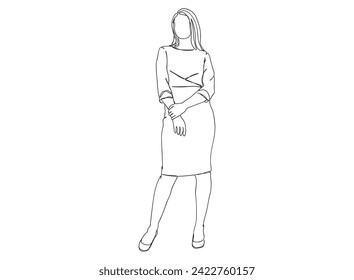 Girl, Woman Single Line Drawing