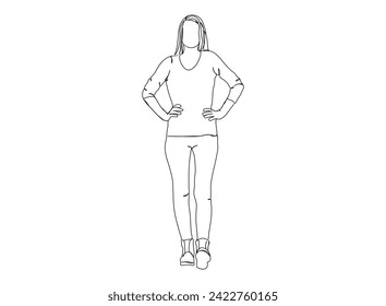 Girl, Woman Single Line Drawing