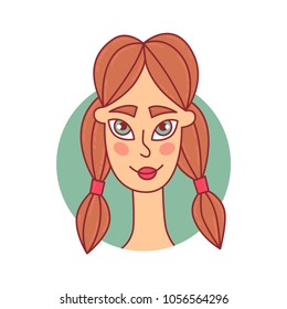 Girl woman student female colorful vector portrait