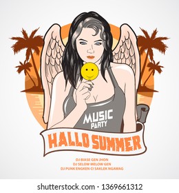 Girl Woman Summer Party Vector