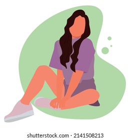 Girl. Woman. Vacation. Relax. Vector illustration. Poster, flyer, banner, postcard.