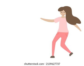 Girl, woman, vector drawing. The dreaming girl is dancing.