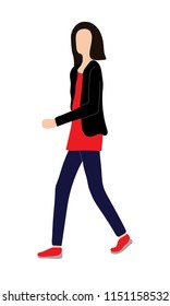 Girl or women dressed in casual style walking and performing outdoor activities on city street. Cartoon colorful flat vector illustration isolated on white background