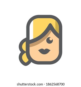 Girl women face Vector icon Cartoon illustration.
