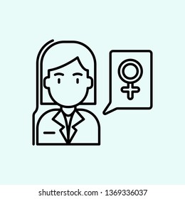 girl, women's day, speech bubbles, avatar icon. Element of Feminism for mobile concept and web apps icon. Outline, thin line icon for website design and development, app 