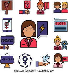 girl, women's day, speech bubbles,power icon in a collection with other items
