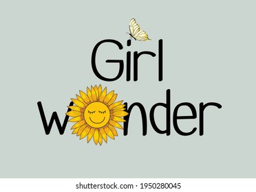 girl wonder with sunflower design 