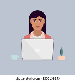 girl working at the computer