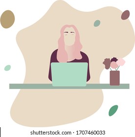 Girl working from home in smartworking