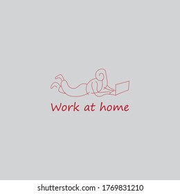 girl working at home symbol logo