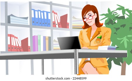Girl working in office