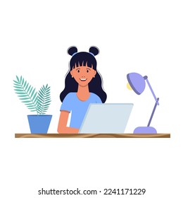  Girl working on a laptop