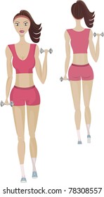 The girl workout with dumbbell