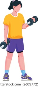 Girl Workout Routine Illustration, Vector Art of a Person Doing Exercise Dumbbell Lifting