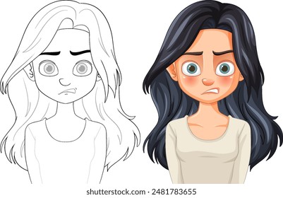 Una chica con una expresión de preocupación