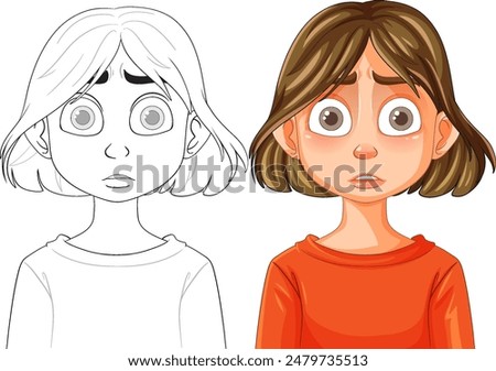 A girl with a worried expression