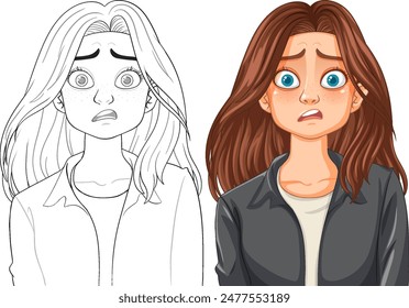 A girl with a worried facial expression