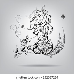 girl woven patterns of vegetation