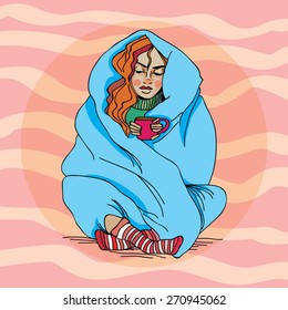 Image result for image of wrapped in duvet cartoons