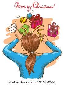 Girl wrapping presents