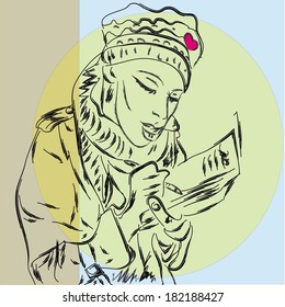 Girl writes in notebook 