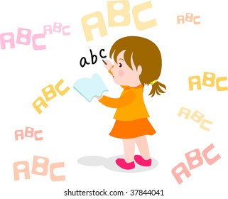 A girl writing ABC