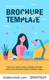 Girl writing in diary or journal isolated flat vector illustration. Cartoon teenager reading book or studying. Lifestyle and education concept