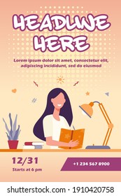 Girl writing in diary or journal isolated flat vector illustration. Cartoon teenager reading book or studying. Lifestyle and education concept