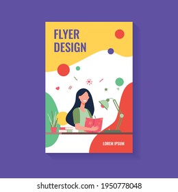 Girl writing in diary or journal isolated flat vector illustration. Cartoon teenager reading book or studying. Lifestyle and education concept