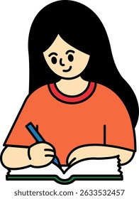 A girl writing in a notebook