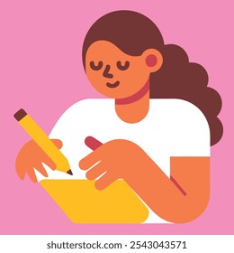 A girl writing a notebook vector illustration