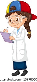 Girl-Schreibnotizen auf isoliertem Hintergrund-Illustration