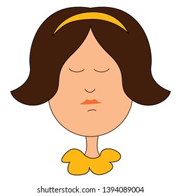 A girl in yellow dress and hair band seems to be sad vector color drawing or illustration