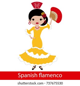 Girl in yellow flamenco dress
