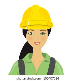the girl in the yellow helmet, vector image