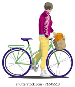 Girl in yellow pants on a bike