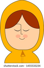 Girl in yellow raincoat, illustration, vector on white background.
