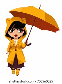Girl with a yellow umbrella