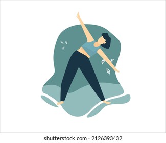 Girl Yoga activities flat design illustration