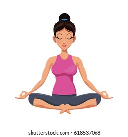 Pretty Young Girl Practices Yoga Lotus Stock Vector (Royalty Free ...