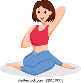 Girl Yoga Pose Character Design Illustration