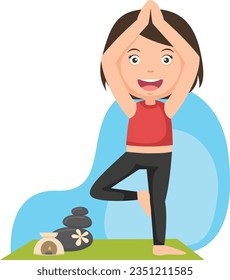 girl in yoga pose illustration vector on white background