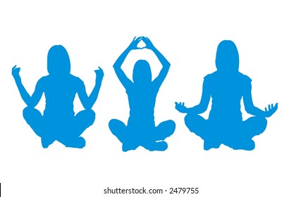 Girl in yoga pose vector.
