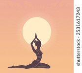 Girl in yoga position flat illustration