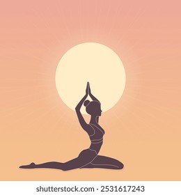 Chica en la ilustración plana de la posición de yoga