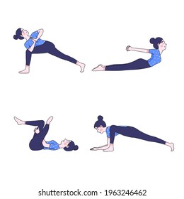 Girl with yoga posting character design of vector. Cartoon illustration style.