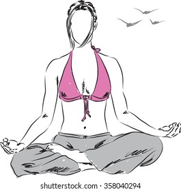 girl in yoga relaxing position illustration