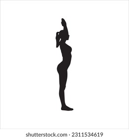 A girl in yoga silhouette vector art work.